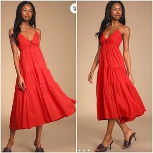 Lulus Red Midi Tiered Dress
